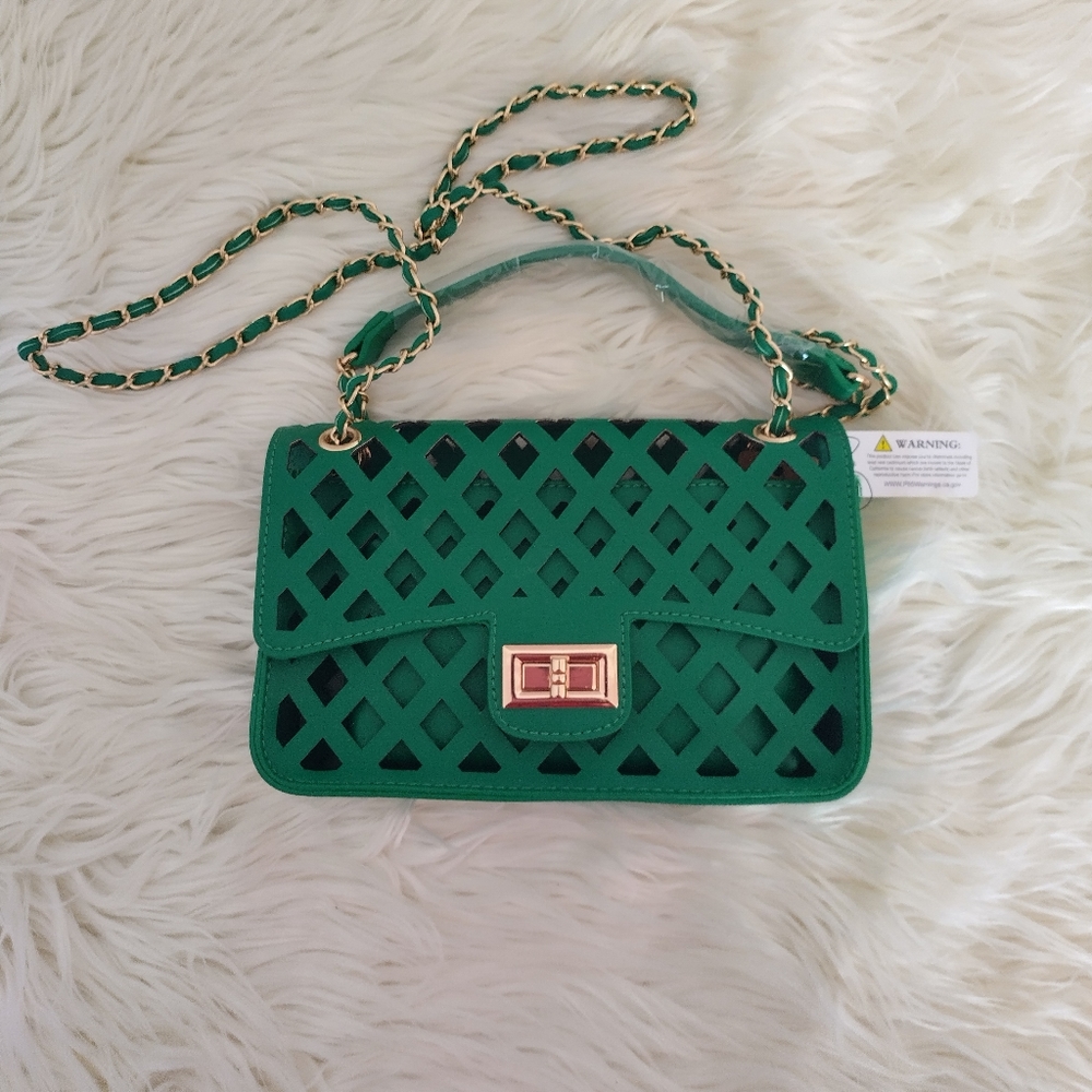 Green 2 in 1 Turn Lock Cross Body Shoulder Bag